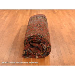 11'2"x18'5" Prismatic Red, Antique Persian Bijar With All Over Flower Design, Wool Weft, Xl Long And Narrow, Good Condition, Thick And Plush, 100% Wool, Hand Knotted Oriental Rug FWR469650