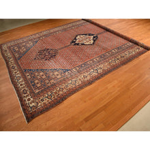Load image into Gallery viewer, 12&#39;6&quot;x19&#39;6&quot; Dark Coral, Antique Persian Bakshaish With Geometric Anchored Medallion Design, Even Wear, Clean, Good Condition, Sides And Ends Secured, 100% Wool, Hand Knotted, Xl Long And Narrow, Oriental Rug FWR469656