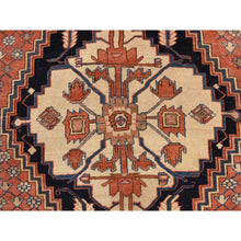 Load image into Gallery viewer, 12&#39;6&quot;x19&#39;6&quot; Dark Coral, Antique Persian Bakshaish With Geometric Anchored Medallion Design, Even Wear, Clean, Good Condition, Sides And Ends Secured, 100% Wool, Hand Knotted, Xl Long And Narrow, Oriental Rug FWR469656
