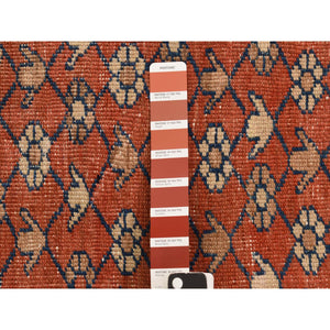 12'6"x19'6" Dark Coral, Antique Persian Bakshaish With Geometric Anchored Medallion Design, Even Wear, Clean, Good Condition, Sides And Ends Secured, 100% Wool, Hand Knotted, Xl Long And Narrow, Oriental Rug FWR469656