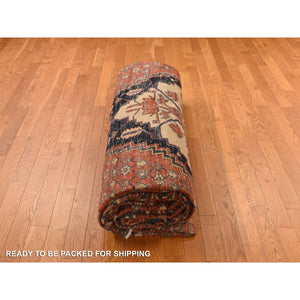 12'6"x19'6" Dark Coral, Antique Persian Bakshaish With Geometric Anchored Medallion Design, Even Wear, Clean, Good Condition, Sides And Ends Secured, 100% Wool, Hand Knotted, Xl Long And Narrow, Oriental Rug FWR469656