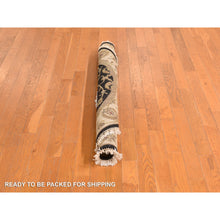Load image into Gallery viewer, 4&#39;2&quot;x4&#39;2&quot; Ink Black, Rajasthan, Floral Pattern, Hand Knotted, Half Wool and Half Silk, Round, Oriental Rug FWR469686