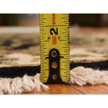 Load image into Gallery viewer, 4&#39;2&quot;x4&#39;2&quot; Ink Black, Rajasthan, Floral Pattern, Hand Knotted, Half Wool and Half Silk, Round, Oriental Rug FWR469686
