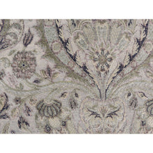 Load image into Gallery viewer, 3&#39;x11&#39;10&quot; Mist Gray, Tulip Flower Design, Pure Silk with Textured Wool, Hand Knotted, Runner, Oriental Rug FWR469692