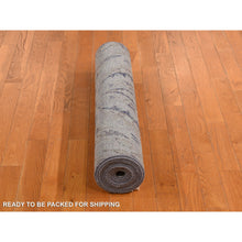 Load image into Gallery viewer, 3&#39;x11&#39;10&quot; Mist Gray, Tulip Flower Design, Pure Silk with Textured Wool, Hand Knotted, Runner, Oriental Rug FWR469692