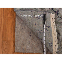 Load image into Gallery viewer, 3&#39;x11&#39;10&quot; Mist Gray, Tulip Flower Design, Pure Silk With Textured Wool, Hand Knotted, Runner, Oriental Rug FWR469692