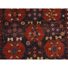 Load image into Gallery viewer, 4&#39;1&quot;x5&#39; Midnight Blue With Crimson Red, Antique Persian Afshar, Clean, Even Wear, Wool Weft, Intricate Repetitive Design, Multiple Borders, 100% Wool, Hand Knotted, Oriental, Squarish Rug FWR469698