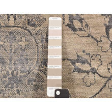 Load image into Gallery viewer, 9&#39;1&quot;x12&#39; Tan Color, Broken And Erased Persian Design, Wool And Silk, Transitional, Hand Knotted, Oriental Rug FWR469728