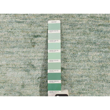 Load image into Gallery viewer, 2&#39;x3&#39; Mist Green, Sample, Strike Off, Pure Sari Silk, Hand Knotted, Plain Solid Design, Mat, Oriental Rug FWR469752