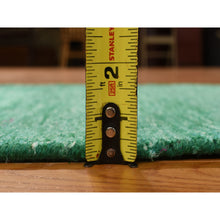 Load image into Gallery viewer, 2&#39;x3&#39;1&quot; Spruce Green, Plain Solid Design, Sample, Strike Off, Pure Sari Silk, Hand Knotted, Mat, Oriental Rug FWR469764