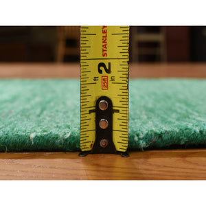 2'x3'1" Spruce Green, Plain Solid Design, Sample, Strike Off, Pure Sari Silk, Hand Knotted, Mat, Oriental Rug FWR469764