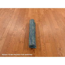 Load image into Gallery viewer, 2&#39;1&quot;x3&#39;2&quot; Shades Of Blue, Plain Solid Design, Hand Knotted, Sample, Strike Off, Pure Sari Silk, Mat, Oriental Rug FWR469770
