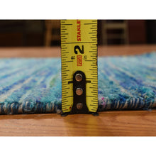 Load image into Gallery viewer, 2&#39;1&quot;x3&#39;2&quot; Shades Of Blue, Plain Solid Design, Hand Knotted, Sample, Strike Off, Pure Sari Silk, Mat, Oriental Rug FWR469770