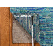 Load image into Gallery viewer, 2&#39;1&quot;x3&#39;2&quot; Shades Of Blue, Plain Solid Design, Hand Knotted, Sample, Strike Off, Pure Sari Silk, Mat, Oriental Rug FWR469770