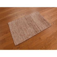 Load image into Gallery viewer, 2&#39;x3&#39;1&quot; Antique Brass Brown, Pure Sari Silk, Plain Solid Design, Sample, Strike Off, Hand Knotted, Mat, Oriental Rug FWR469776