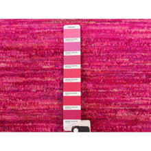 Load image into Gallery viewer, 2&#39;1&quot;x3&#39;1&quot; Bright Pink, Plain Solid Design, Pure Sari Silk, Hand Knotted, Sample, Strike Off, Mat, Oriental Rug FWR469794