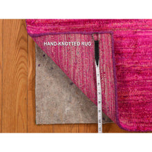 Load image into Gallery viewer, 2&#39;1&quot;x3&#39;1&quot; Bright Pink, Plain Solid Design, Pure Sari Silk, Hand Knotted, Sample, Strike Off, Mat, Oriental Rug FWR469794