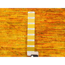 Load image into Gallery viewer, 2&#39;x3&#39;1&quot; Gold Color, Plain Solid Design, Strike Off, Sample, Pure Sari Silk, Hand Knotted, Mat, Oriental Rug FWR469800