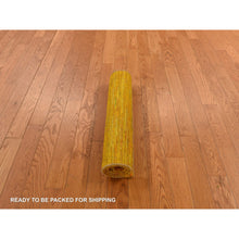 Load image into Gallery viewer, 2&#39;x3&#39;1&quot; Gold Color, Plain Solid Design, Strike Off, Sample, Pure Sari Silk, Hand Knotted, Mat, Oriental Rug FWR469800