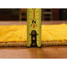 Load image into Gallery viewer, 2&#39;x3&#39;1&quot; Gold Color, Plain Solid Design, Strike Off, Sample, Pure Sari Silk, Hand Knotted, Mat, Oriental Rug FWR469800