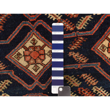 Load image into Gallery viewer, 4&#39;6&quot;x6&#39;7&quot; Midnight Blue with a Mix of Red, Antique North West Persian with Double Medallion Design, Geometric Design, Clean and in Excellent Condition, 100% Wool, Hand Knotted, Oriental Rug FWR469812