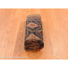 Load image into Gallery viewer, 4&#39;6&quot;x6&#39;7&quot; Midnight Blue with a Mix of Red, Antique North West Persian with Double Medallion Design, Geometric Design, Clean and in Excellent Condition, 100% Wool, Hand Knotted, Oriental Rug FWR469812