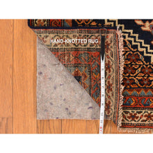 Load image into Gallery viewer, 4&#39;6&quot;x6&#39;7&quot; Midnight Blue With A Mix Of Red, Antique North West Persian With Double Medallion Design, Geometric Design, Clean And In Excellent Condition, 100% Wool, Hand Knotted, Oriental Rug FWR469812