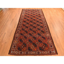 Load image into Gallery viewer, 6&#39;3&quot;x13&#39;3&quot; Rust Red, Antique Afghan Ersari With Elephant Feet Design, Clean, Low Even Pile, Gallery Size, 100% Wool, Hand Knotted, Oriental Rug FWR469824