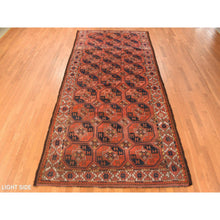 Load image into Gallery viewer, 6&#39;3&quot;x13&#39;3&quot; Rust Red, Antique Afghan Ersari With Elephant Feet Design, Clean, Low Even Pile, Gallery Size, 100% Wool, Hand Knotted, Oriental Rug FWR469824