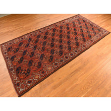 Load image into Gallery viewer, 6&#39;3&quot;x13&#39;3&quot; Rust Red, Antique Afghan Ersari With Elephant Feet Design, Clean, Low Even Pile, Gallery Size, 100% Wool, Hand Knotted, Oriental Rug FWR469824