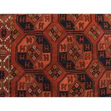 Load image into Gallery viewer, 6&#39;3&quot;x13&#39;3&quot; Rust Red, Antique Afghan Ersari With Elephant Feet Design, Clean, Low Even Pile, Gallery Size, 100% Wool, Hand Knotted, Oriental Rug FWR469824