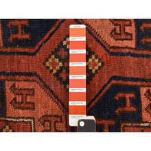 Load image into Gallery viewer, 6&#39;3&quot;x13&#39;3&quot; Rust Red, Antique Afghan Ersari With Elephant Feet Design, Clean, Low Even Pile, Gallery Size, 100% Wool, Hand Knotted, Oriental Rug FWR469824
