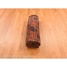 Load image into Gallery viewer, 6&#39;3&quot;x13&#39;3&quot; Rust Red, Antique Afghan Ersari With Elephant Feet Design, Clean, Low Even Pile, Gallery Size, 100% Wool, Hand Knotted, Oriental Rug FWR469824