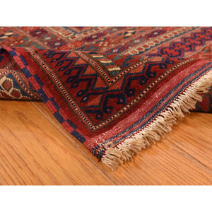 6'10"x9'7" Angels Red, Antique Tourkaman, Clean, Even Soft Pile, Elephant Feet Gul Design, Super Dense Weave, 100% Wool, Hand Knotted, Oriental Rug FWR469830