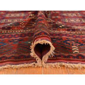 6'10"x9'7" Angels Red, Antique Tourkaman, Clean, Even Soft Pile, Elephant Feet Gul Design, Super Dense Weave, 100% Wool, Hand Knotted, Oriental Rug FWR469830