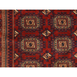 6'10"x9'7" Angels Red, Antique Tourkaman, Clean, Even Soft Pile, Elephant Feet Gul Design, Super Dense Weave, 100% Wool, Hand Knotted, Oriental Rug FWR469830