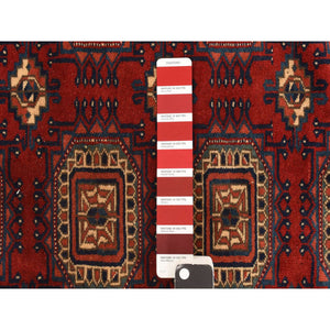 6'10"x9'7" Angels Red, Antique Tourkaman, Clean, Even Soft Pile, Elephant Feet Gul Design, Super Dense Weave, 100% Wool, Hand Knotted, Oriental Rug FWR469830