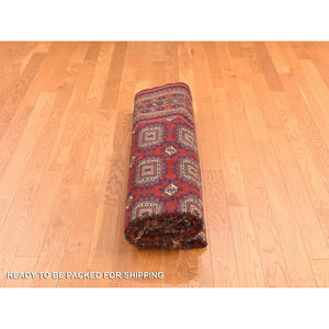 6'10"x9'7" Angels Red, Antique Tourkaman, Clean, Even Soft Pile, Elephant Feet Gul Design, Super Dense Weave, 100% Wool, Hand Knotted, Oriental Rug FWR469830