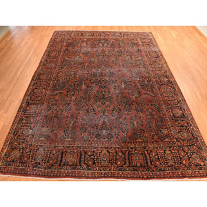 10'x13'4" Cinnamon Red, Antique Persian Sarouk, Clean, Soft, Sheared Down, Low Pile, 100% Wool, Hand Knotted, Oriental Rug FWR469836