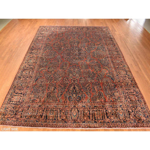 10'x13'4" Cinnamon Red, Antique Persian Sarouk, Clean, Soft, Sheared Down, Low Pile, 100% Wool, Hand Knotted, Oriental Rug FWR469836
