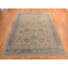 Load image into Gallery viewer, 9&#39;x11&#39;9&quot; Beaver Brown, Antiqued Persian Ziegler Mahal Design, Distressed, Zero Pile, Shaved Low, 100% Wool, Hand Knotted Oriental Rug FWR469914