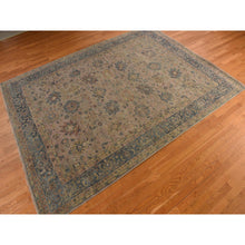 Load image into Gallery viewer, 9&#39;x11&#39;9&quot; Beaver Brown, Antiqued Persian Ziegler Mahal Design, Distressed, Zero Pile, Shaved Low, 100% Wool, Hand Knotted Oriental Rug FWR469914