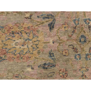 9'x11'9" Beaver Brown, Antiqued Persian Ziegler Mahal Design, Distressed, Zero Pile, Shaved Low, 100% Wool, Hand Knotted Oriental Rug FWR469914