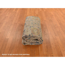 Load image into Gallery viewer, 9&#39;x11&#39;9&quot; Beaver Brown, Antiqued Persian Ziegler Mahal Design, Distressed, Zero Pile, Shaved Low, 100% Wool, Hand Knotted Oriental Rug FWR469914