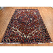 Load image into Gallery viewer, 8&#39;9&quot;x12&#39;3&quot; Scarlet Red, Antique Persian Heriz, Clean, Excellent Condition, Light And Dark Side Highlights, Soft With Sides And Ends Secured, Full Pile, 100% Wool, Hand Knotted Oriental Rug FWR469944