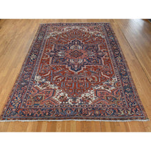 Load image into Gallery viewer, 8&#39;9&quot;x12&#39;3&quot; Scarlet Red, Antique Persian Heriz, Clean, Excellent Condition, Light And Dark Side Highlights, Soft With Sides And Ends Secured, Full Pile, 100% Wool, Hand Knotted Oriental Rug FWR469944