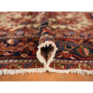 8'9"x12'3" Scarlet Red, Antique Persian Heriz, Clean, Excellent Condition, Light And Dark Side Highlights, Soft With Sides And Ends Secured, Full Pile, 100% Wool, Hand Knotted Oriental Rug FWR469944