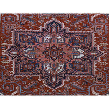 Load image into Gallery viewer, 8&#39;9&quot;x12&#39;3&quot; Scarlet Red, Antique Persian Heriz, Clean, Excellent Condition, Light And Dark Side Highlights, Soft With Sides And Ends Secured, Full Pile, 100% Wool, Hand Knotted Oriental Rug FWR469944