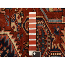 Load image into Gallery viewer, 8&#39;9&quot;x12&#39;3&quot; Scarlet Red, Antique Persian Heriz, Clean, Excellent Condition, Light And Dark Side Highlights, Soft With Sides And Ends Secured, Full Pile, 100% Wool, Hand Knotted Oriental Rug FWR469944