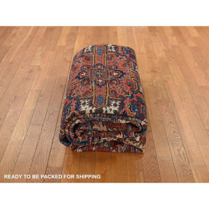 8'9"x12'3" Scarlet Red, Antique Persian Heriz, Clean, Excellent Condition, Light And Dark Side Highlights, Soft With Sides And Ends Secured, Full Pile, 100% Wool, Hand Knotted Oriental Rug FWR469944